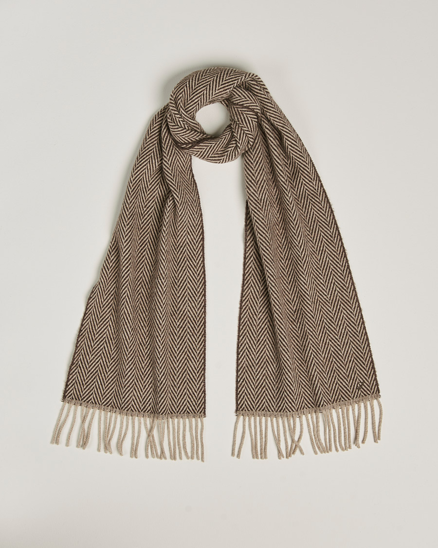 Homme | Stenströms Large Herringbone Wool Scarf Brown | Stenströms | Large Herringbone Wool Scarf Brown