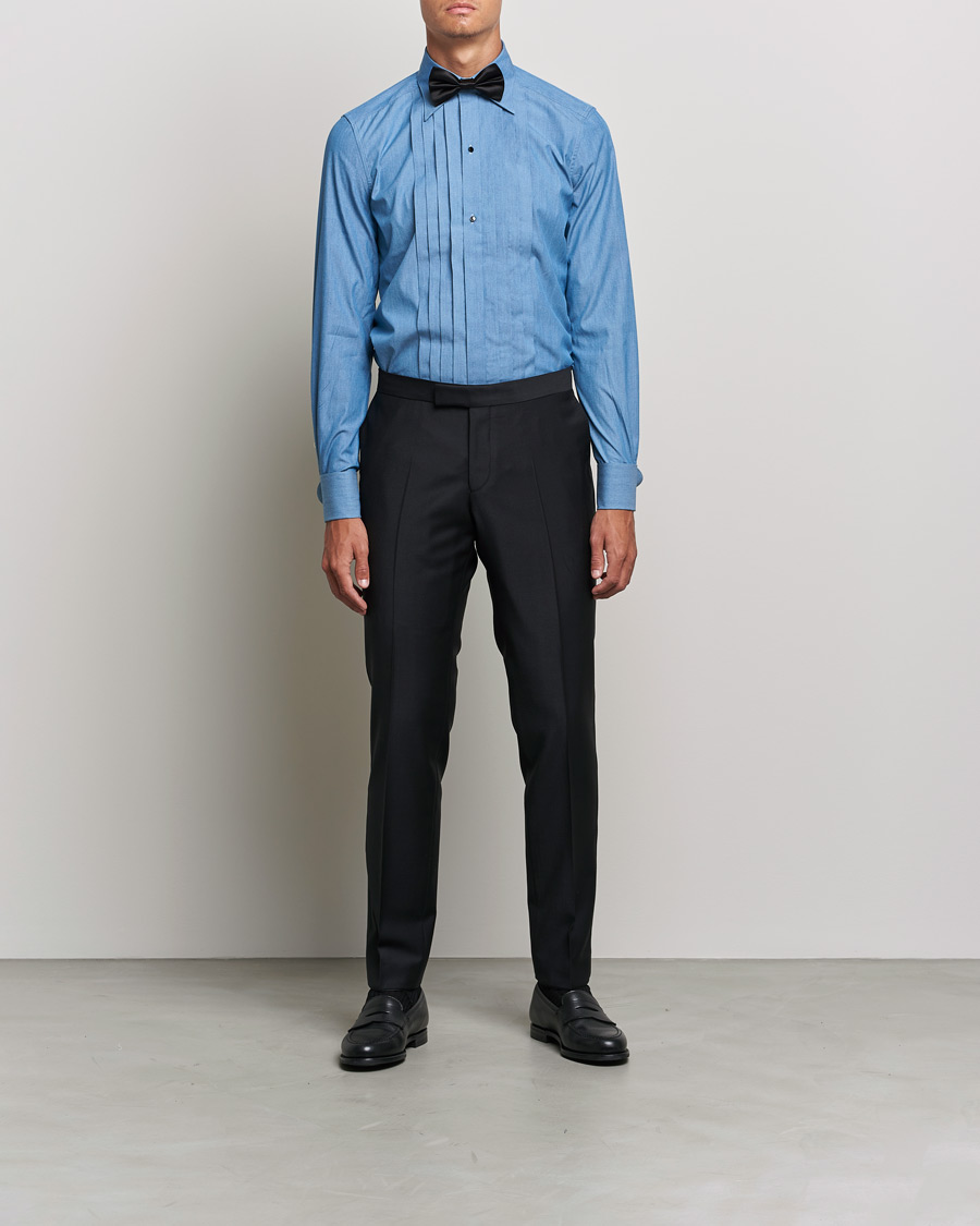 Homme | Chemises | Stenströms | 1899 Slimline Denim Tuxedo Shirt Blue