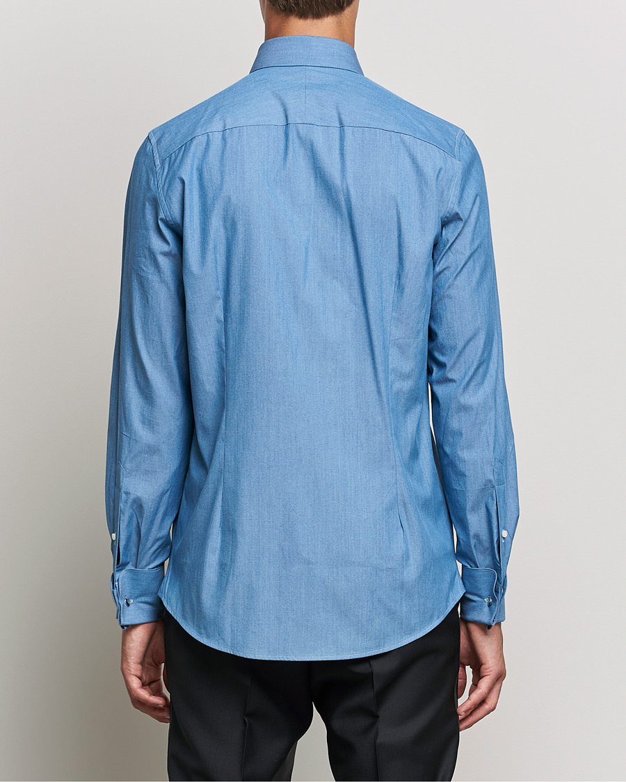 Homme | Chemises | Stenströms | 1899 Slimline Denim Tuxedo Shirt Blue