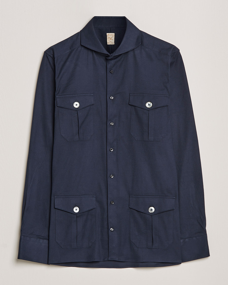 Homme | Chemises | Stenströms | 1899 Slimline Stretch Twill Overshirt Navy