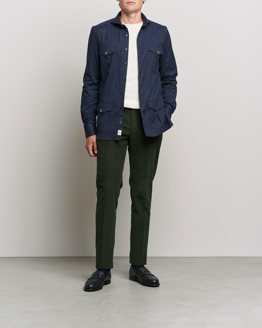 Homme | Chemises | Stenströms | 1899 Slimline Stretch Twill Overshirt Navy