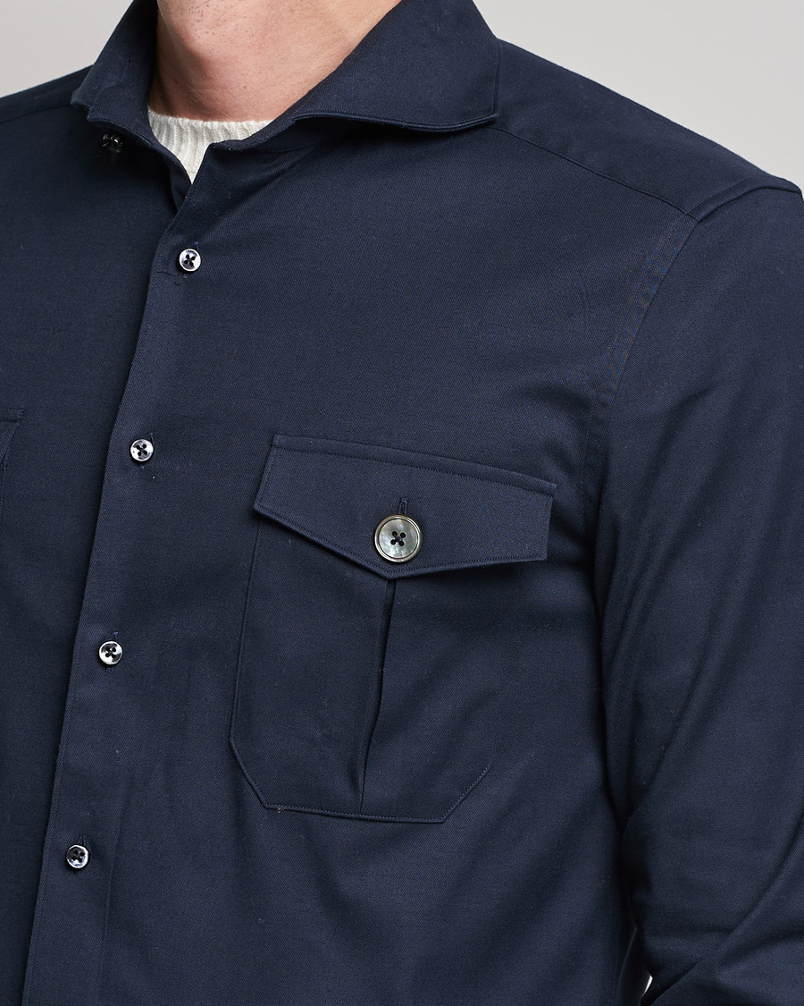 Homme | Chemises | Stenströms | 1899 Slimline Stretch Twill Overshirt Navy