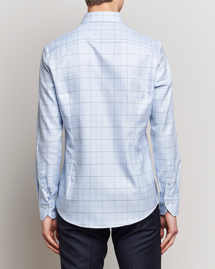 Homme | Chemises | Stenströms | Slimline Cut Away Windowpane Shirt Blue