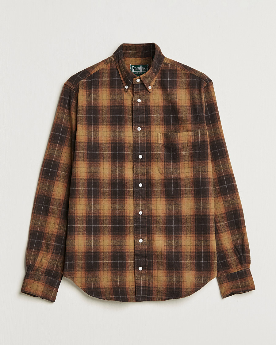 Homme | Chemises | Gitman Vintage | Button Down Shaggy Flannel Shirt Brown Check
