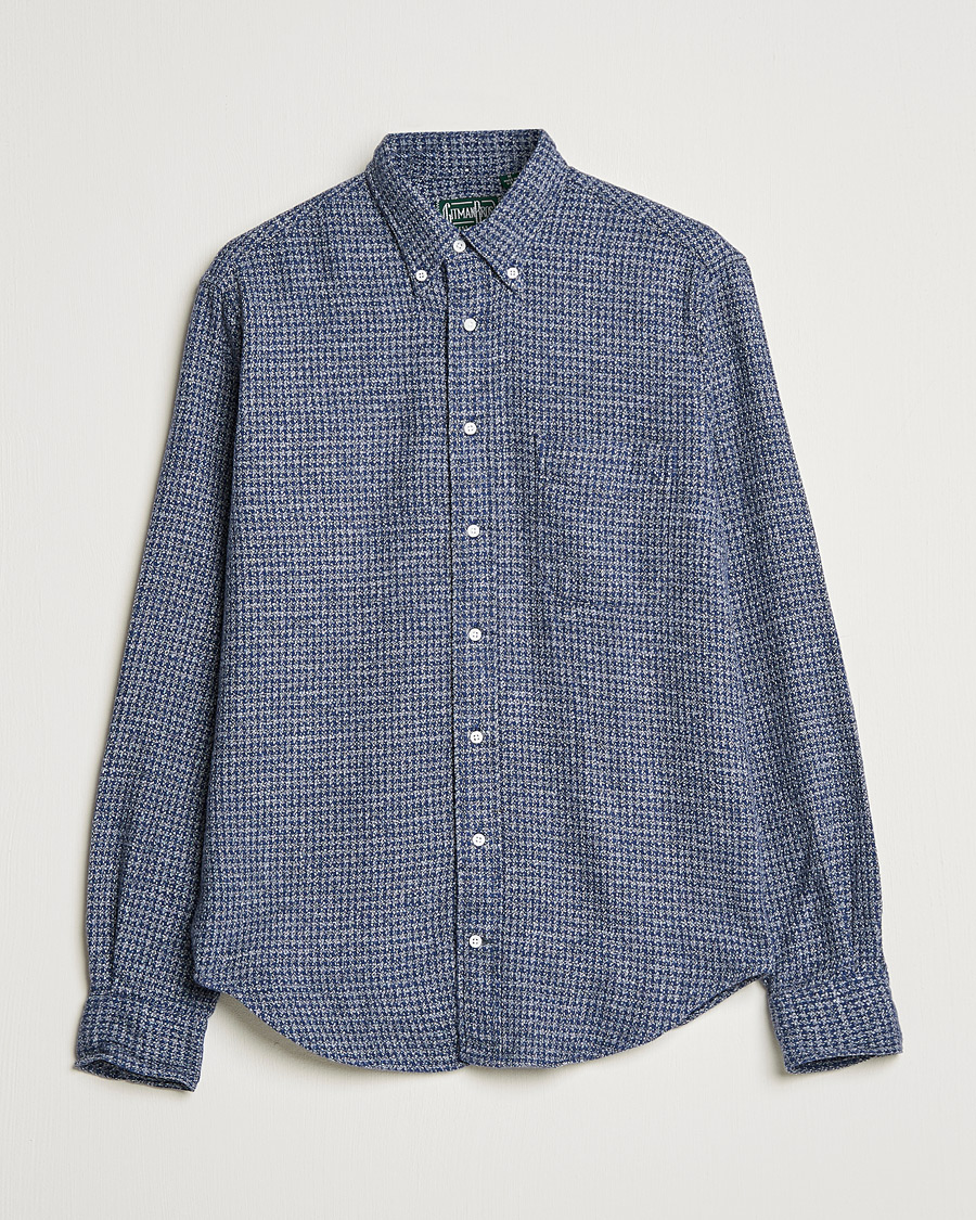 Homme | Chemises | Gitman Vintage | Button Down Houndstooth Flannel Shirt Dark Blue