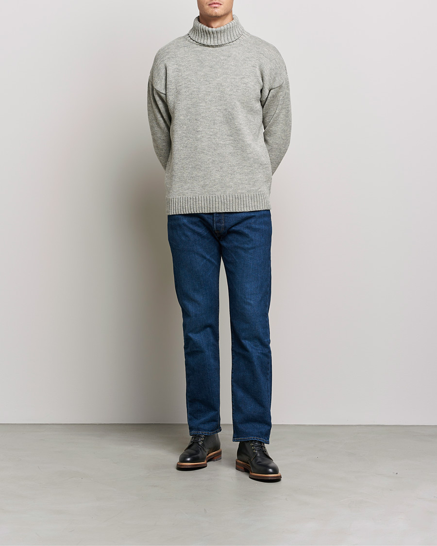 Homme | Pulls Et Tricots | Gloverall | Submariner Chunky Wool Roll Neck Light Grey