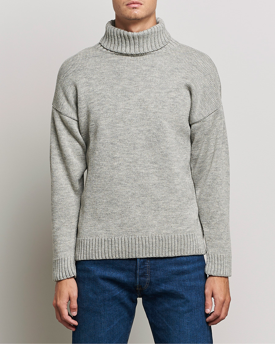 Homme | Pulls Et Tricots | Gloverall | Submariner Chunky Wool Roll Neck Light Grey