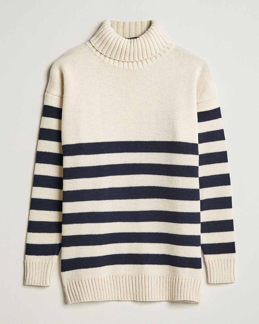 Homme | Pulls Et Tricots | Gloverall | Breton Submariner Wool Rollneck Ecru/Navy
