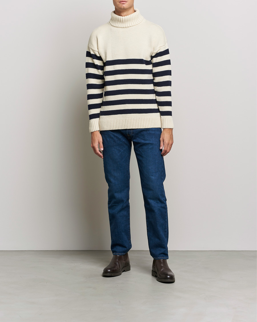 Homme | Pulls Et Tricots | Gloverall | Breton Submariner Wool Rollneck Ecru/Navy