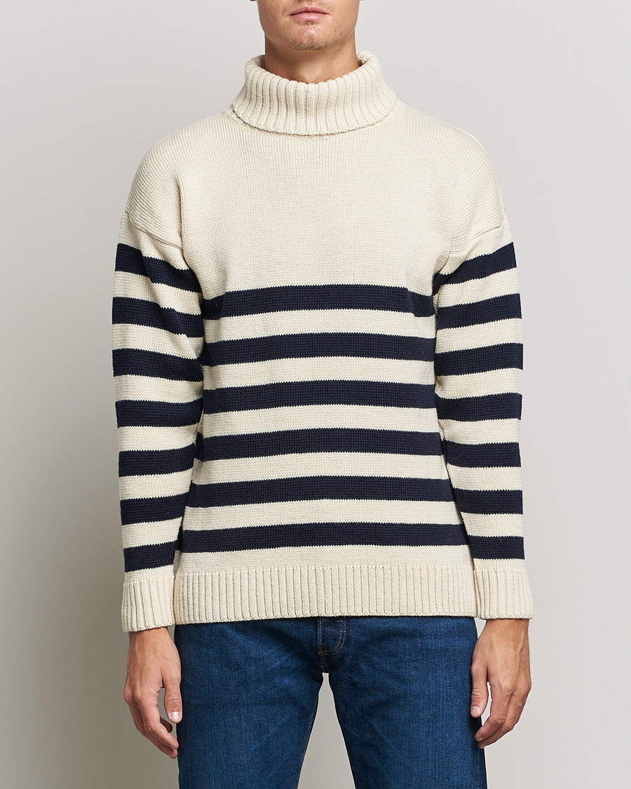 Homme | Pulls Et Tricots | Gloverall | Breton Submariner Wool Rollneck Ecru/Navy