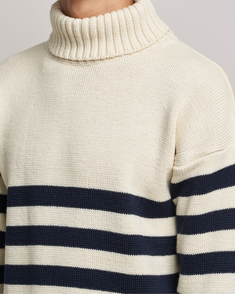 Homme | Pulls Et Tricots | Gloverall | Breton Submariner Wool Rollneck Ecru/Navy