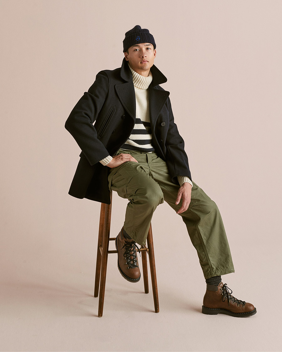 Homme | Pulls Et Tricots | Gloverall | Breton Submariner Wool Rollneck Ecru/Navy