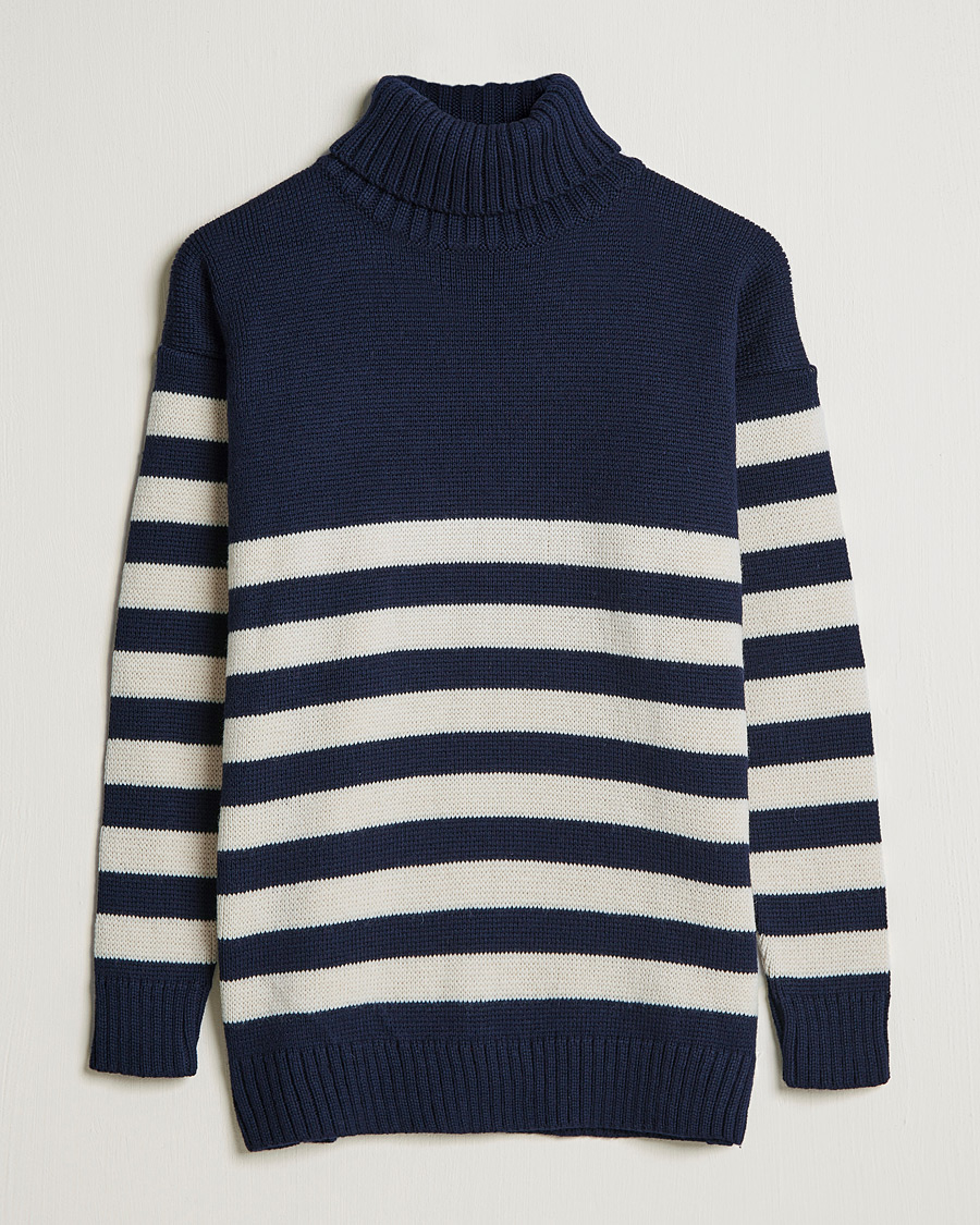 Homme | Pulls Et Tricots | Gloverall | Breton Submariner Wool Rollneck Navy/Ecru