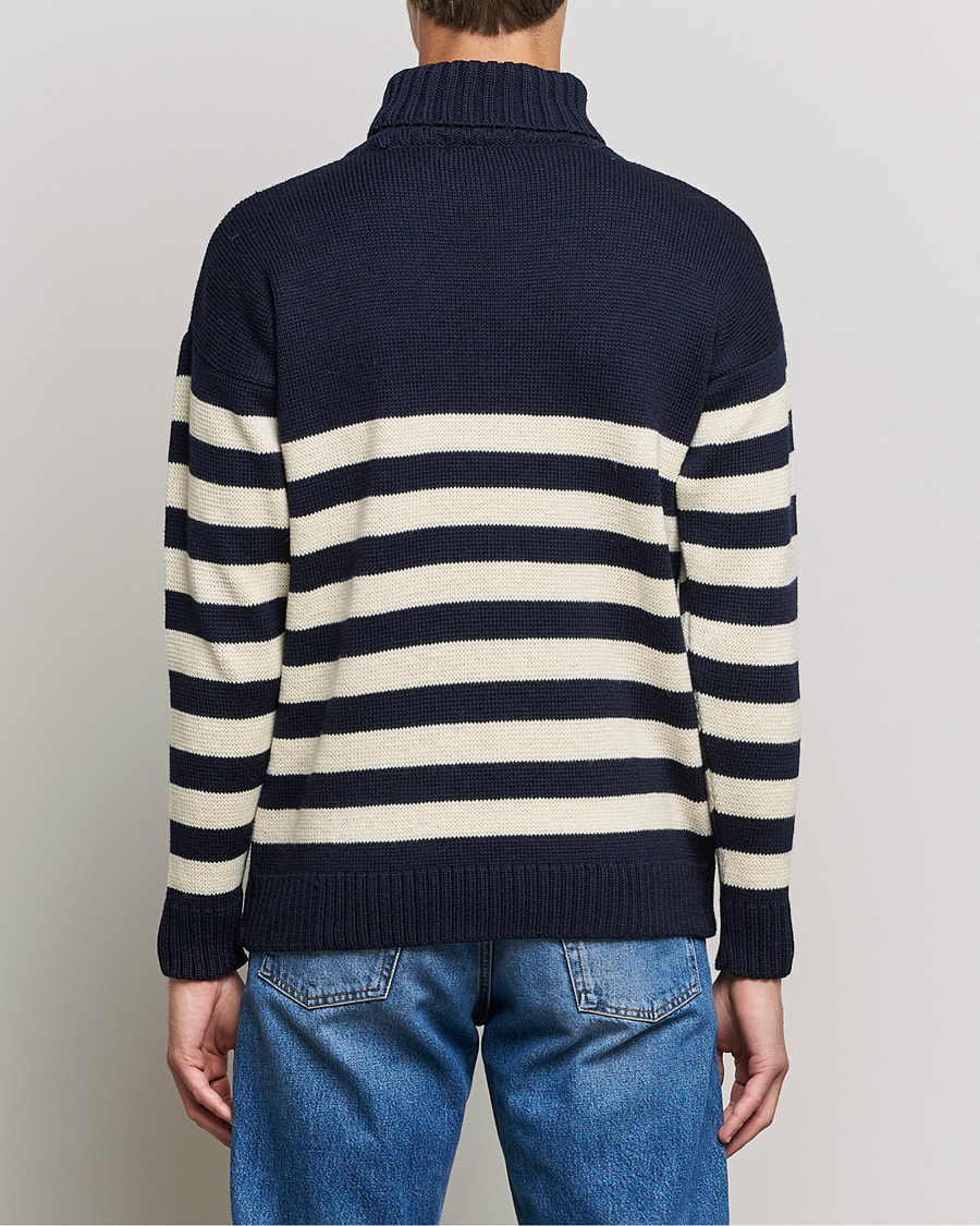Homme | Pulls Et Tricots | Gloverall | Breton Submariner Wool Rollneck Navy/Ecru