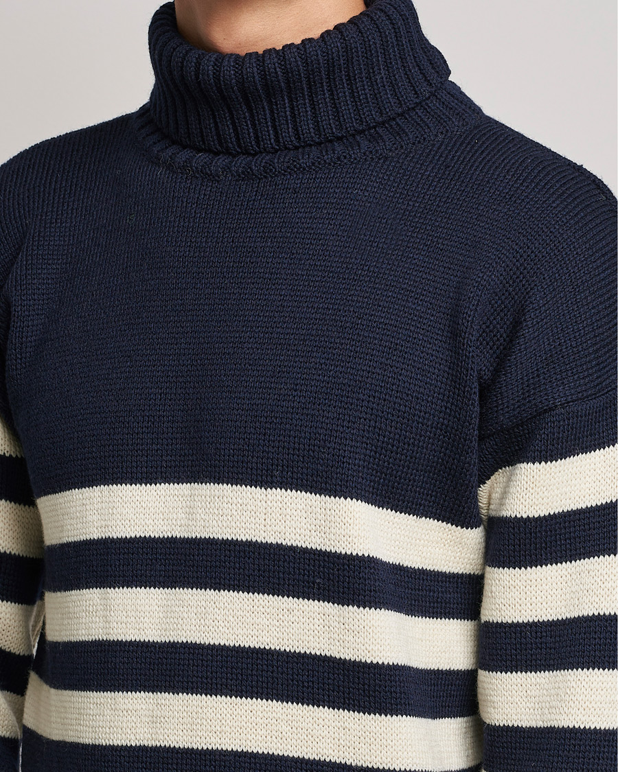 Homme | Pulls Et Tricots | Gloverall | Breton Submariner Wool Rollneck Navy/Ecru