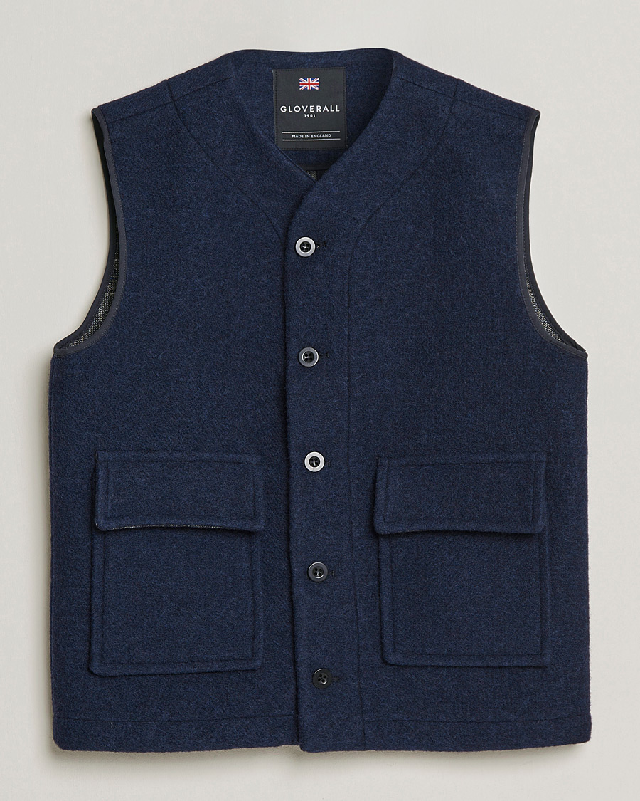 Homme | Manteaux Et Vestes | Gloverall | Roger Double Face Gilet Navy/Brown