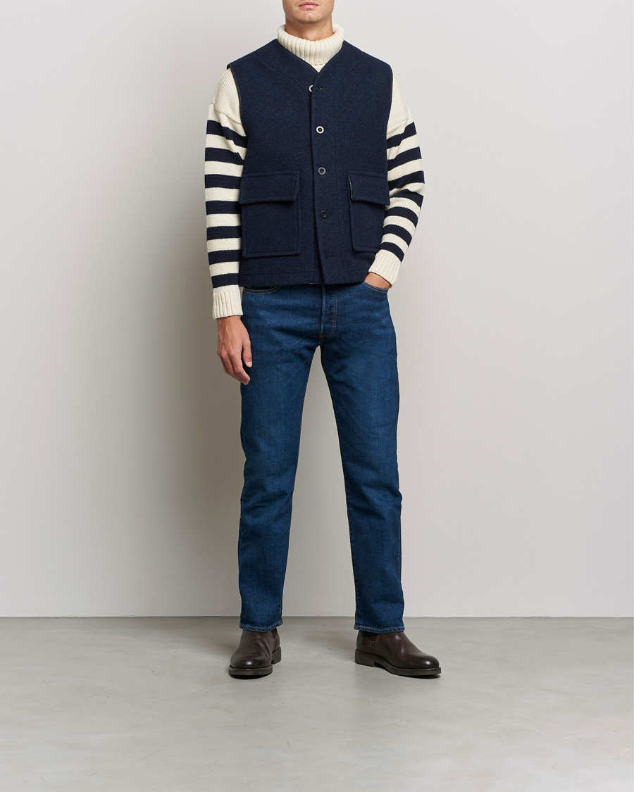 Homme | Manteaux Et Vestes | Gloverall | Roger Double Face Gilet Navy/Brown