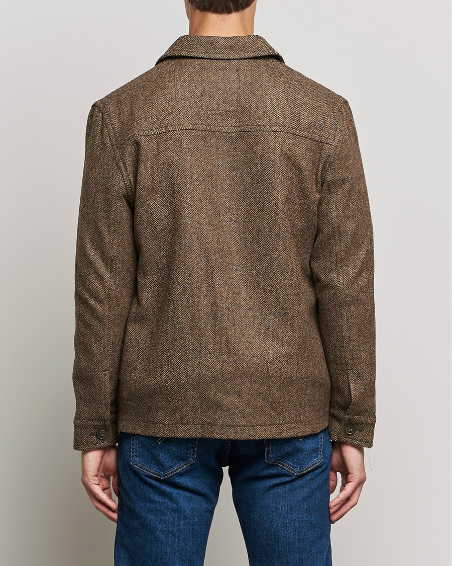 Homme | Manteaux Et Vestes | Gloverall | Walter Herringbone Wool Shirt Jacket Tan