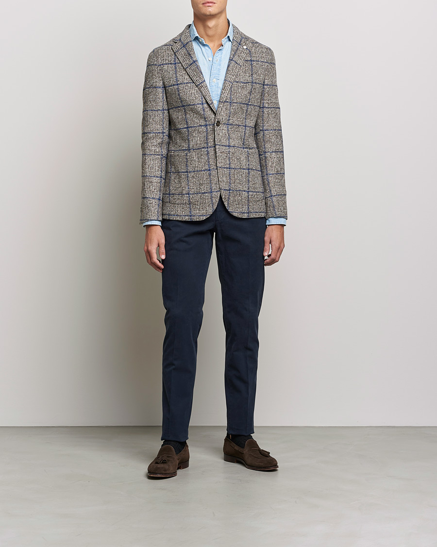 Homme | Blazers | L.B.M. 1911 | Jack Checked Wool Blazer Grey/Blue