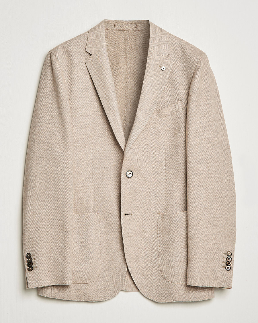 Homme | Blazers | L.B.M. 1911 | Jack Herringbone Soft Cotton Blazer Beige