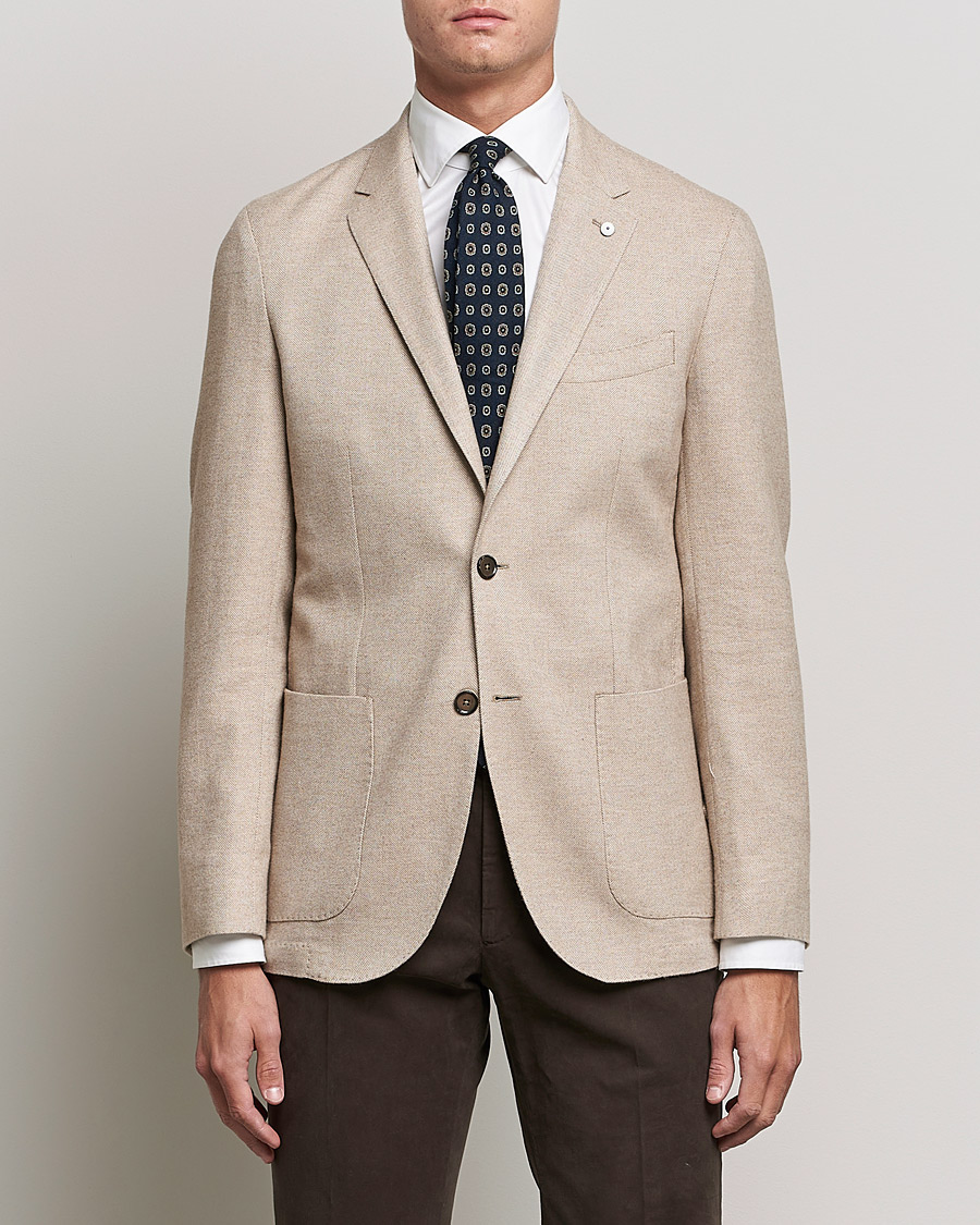 Homme | Blazers | L.B.M. 1911 | Jack Herringbone Soft Cotton Blazer Beige