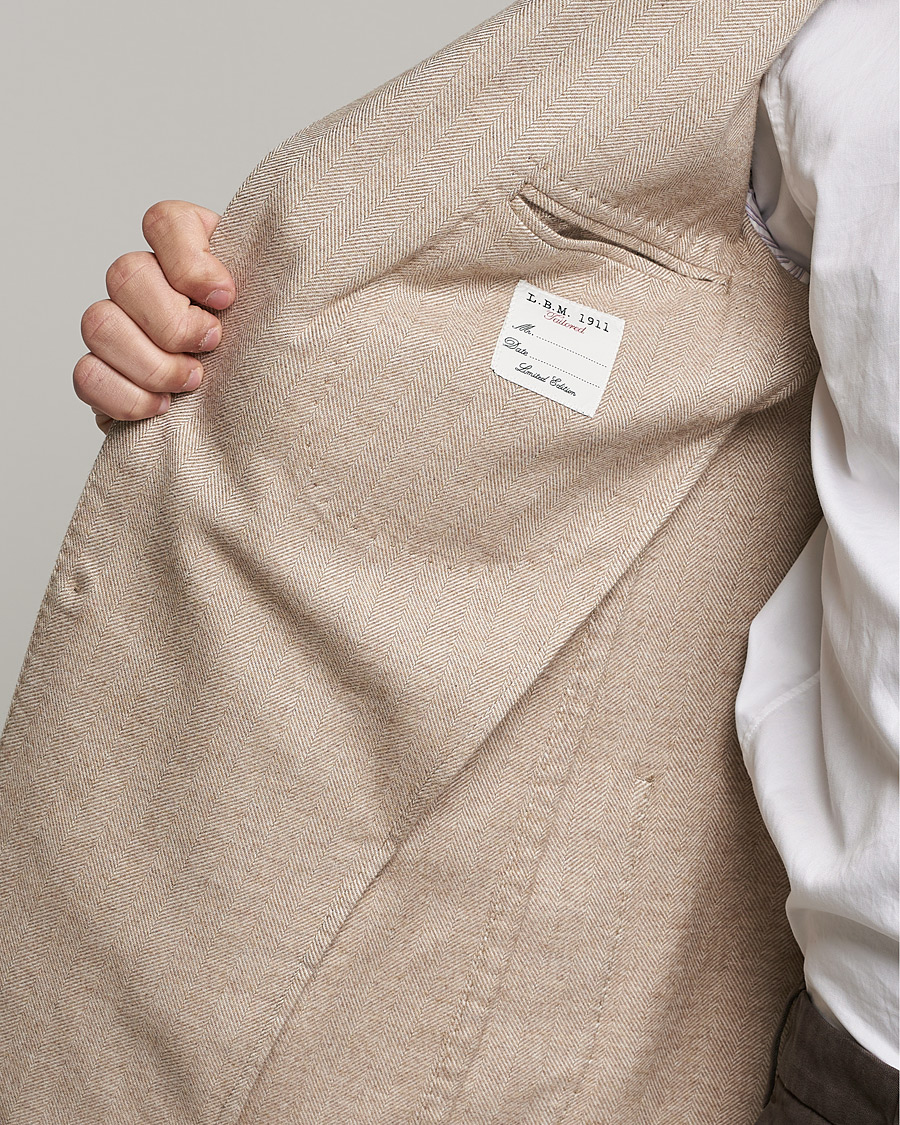 Homme | Blazers | L.B.M. 1911 | Jack Herringbone Soft Cotton Blazer Beige