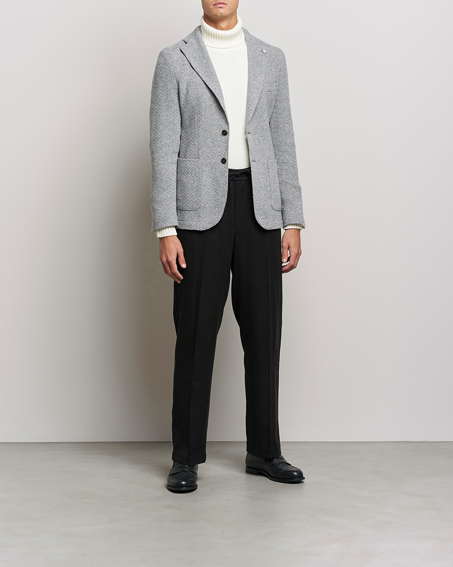 Homme | Blazers | L.B.M. 1911 | Punto Knitted Wool Structure Blazer Grey