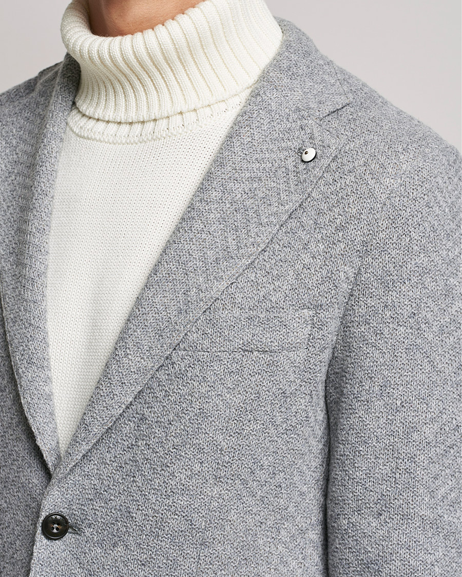 Homme | Blazers | L.B.M. 1911 | Punto Knitted Wool Structure Blazer Grey