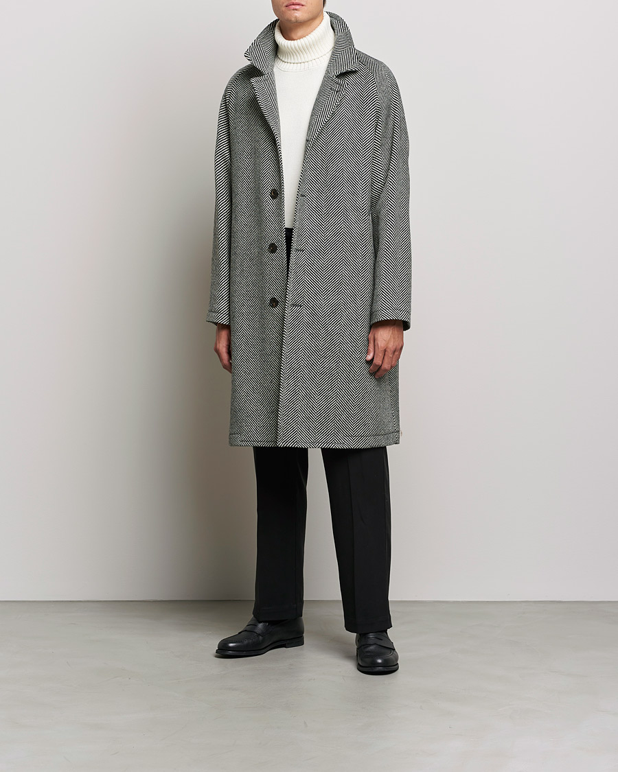 Homme | Manteaux Et Vestes | L.B.M. 1911 | Herringbone Raglan Wool Coat Black/White