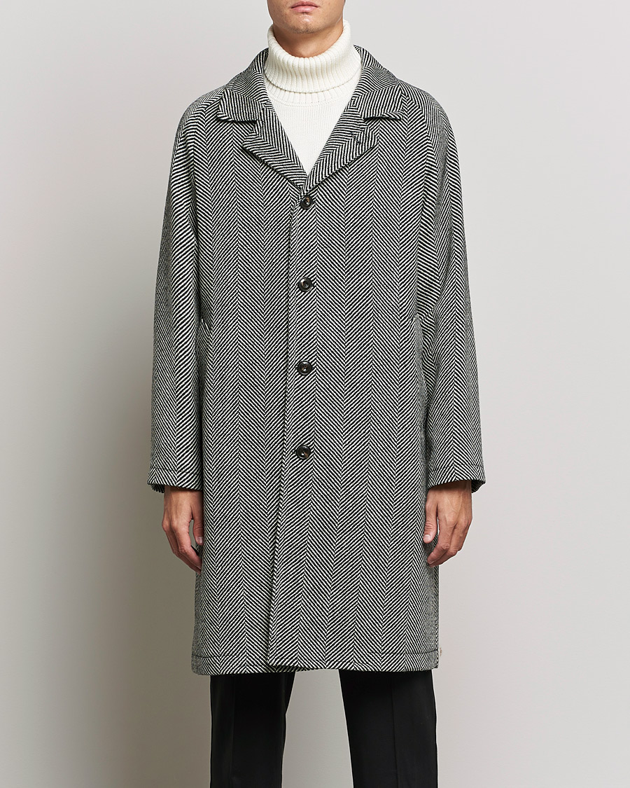 Homme | Manteaux Et Vestes | L.B.M. 1911 | Herringbone Raglan Wool Coat Black/White