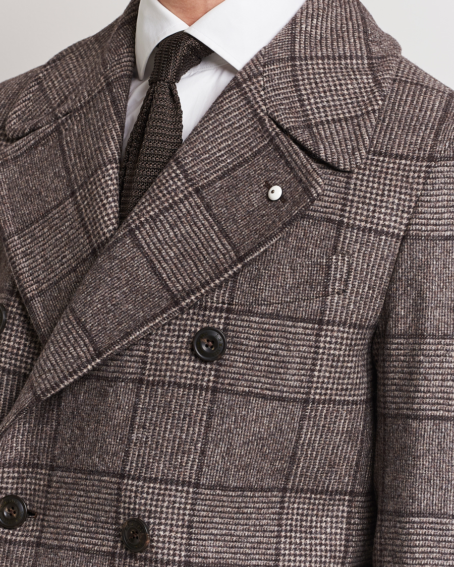 Homme | Manteaux Et Vestes | L.B.M. 1911 | Double Breasted Checked Wool Coat Brown