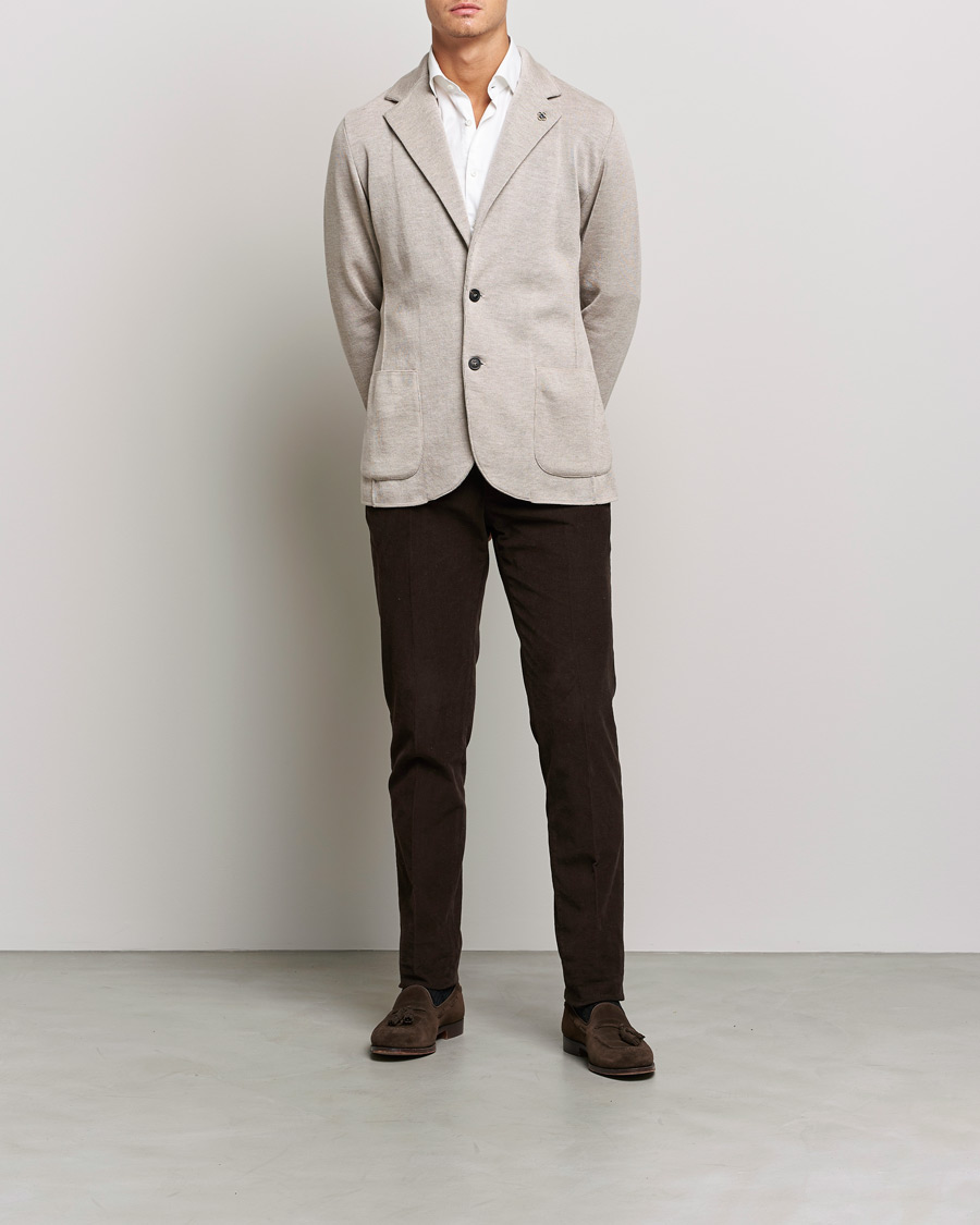 Homme | Blazers | Lardini | Knitted Wool Blazer Beige