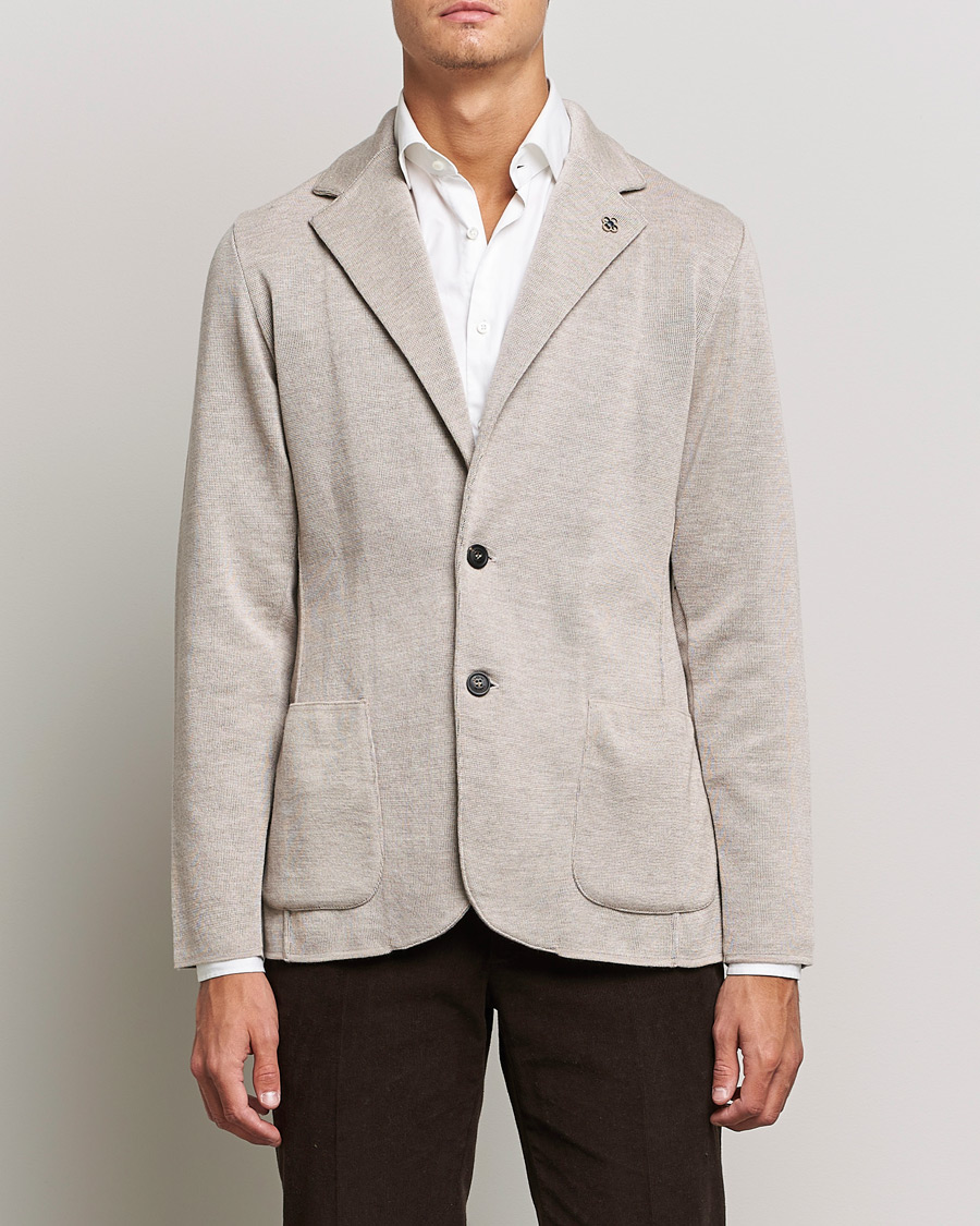 Homme | Blazers | Lardini | Knitted Wool Blazer Beige