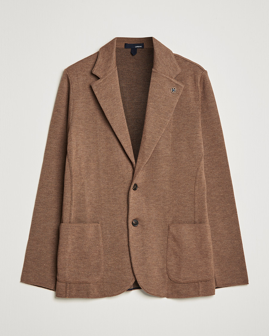 Homme | Blazers | Lardini | Knitted Wool Blazer Light Brown