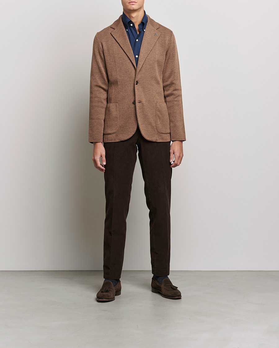 Homme | Blazers | Lardini | Knitted Wool Blazer Light Brown