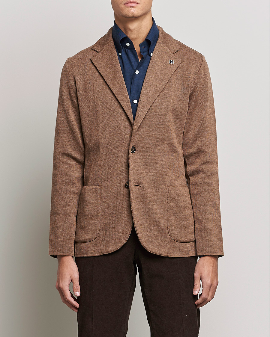 Homme | Blazers | Lardini | Knitted Wool Blazer Light Brown