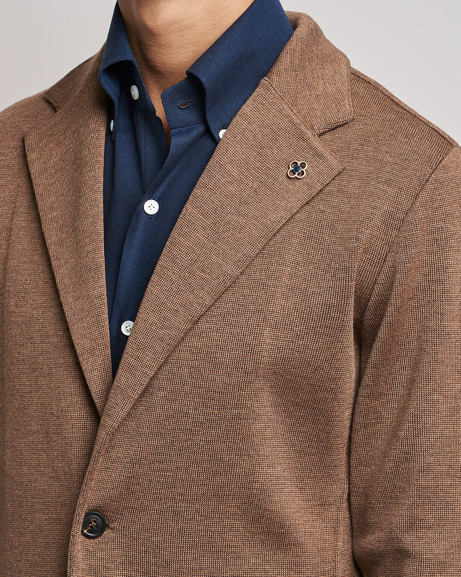 Homme | Blazers | Lardini | Knitted Wool Blazer Light Brown