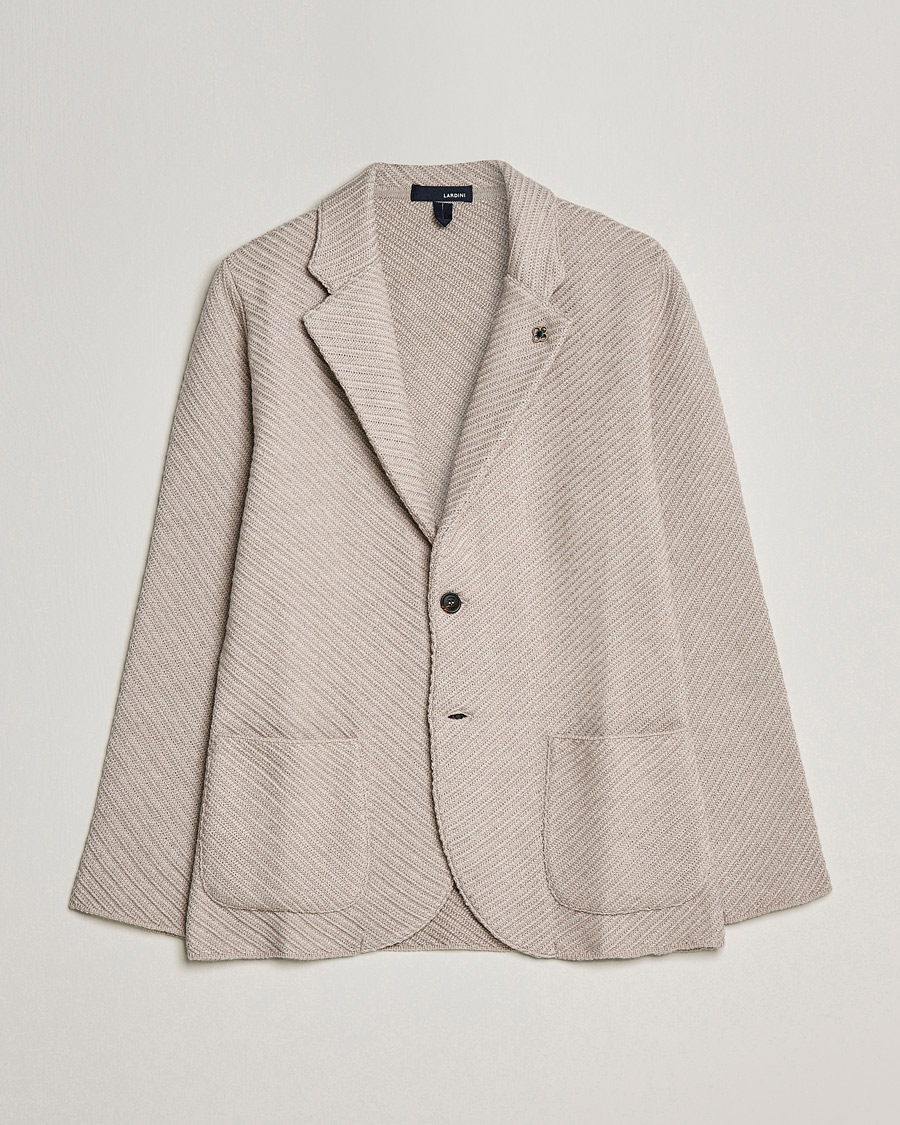 Homme | Blazers | Lardini | Structured Knitted Wool Blazer Beige