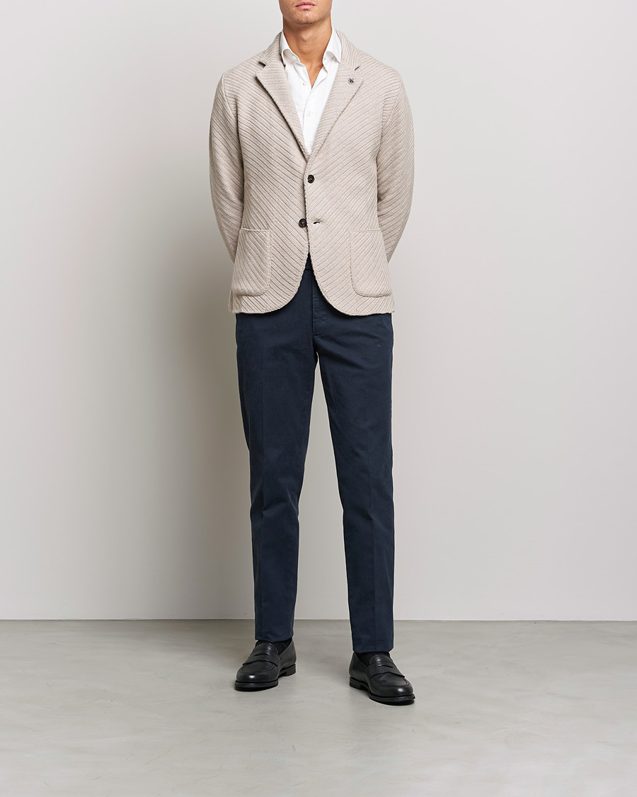 Homme | Blazers | Lardini | Structured Knitted Wool Blazer Beige