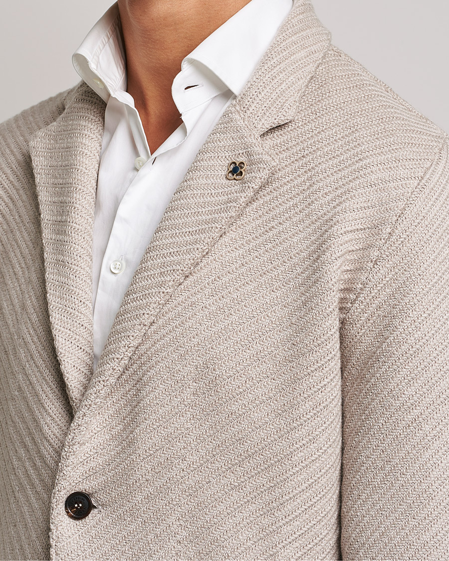 Homme | Blazers | Lardini | Structured Knitted Wool Blazer Beige