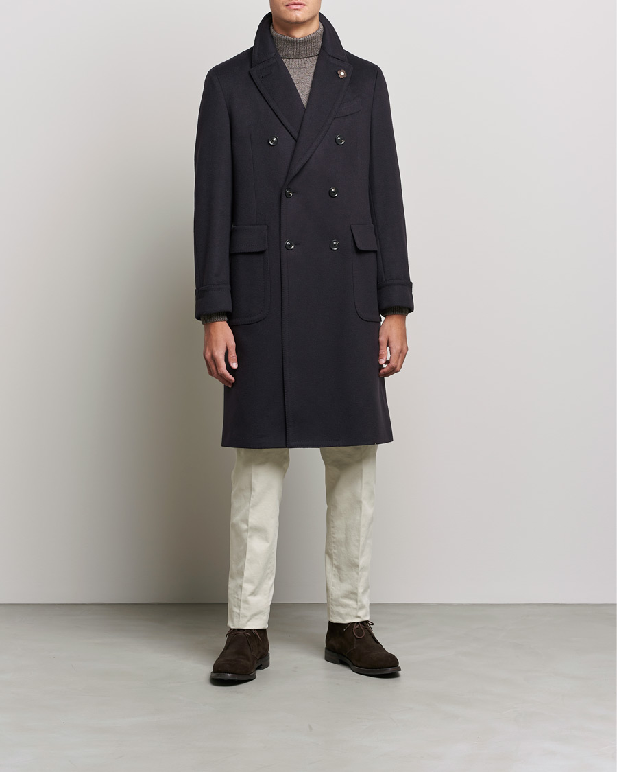Homme | Manteaux Et Vestes | Lardini | Ulster Double Breasted Wool Coat Navy