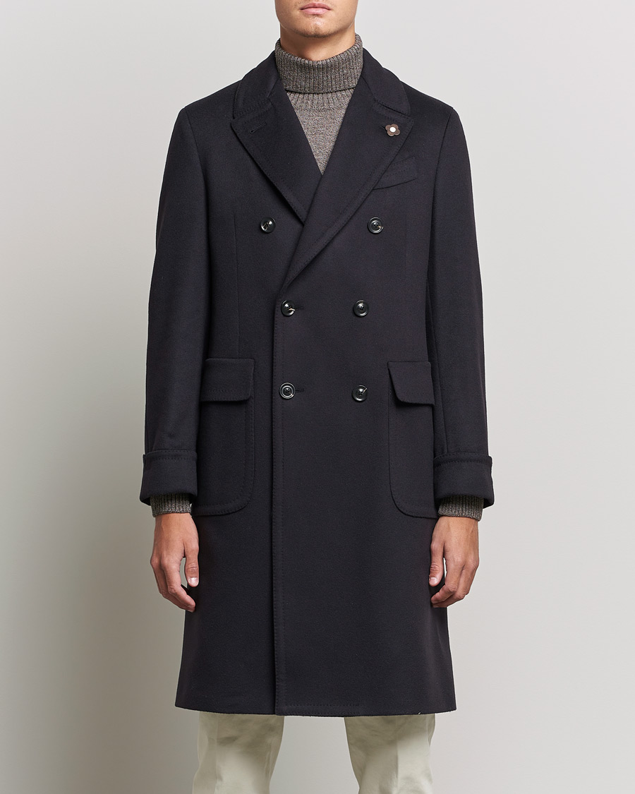 Homme | Manteaux Et Vestes | Lardini | Ulster Double Breasted Wool Coat Navy