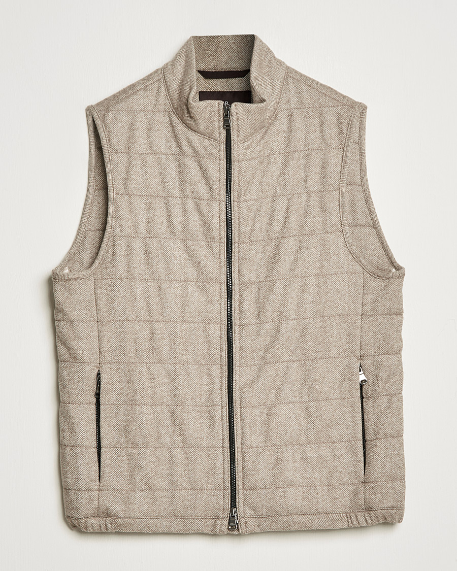 Homme | Manteaux Et Vestes | Oscar Jacobson | Liner EVO Wool Herringbone Waistcoat Beige