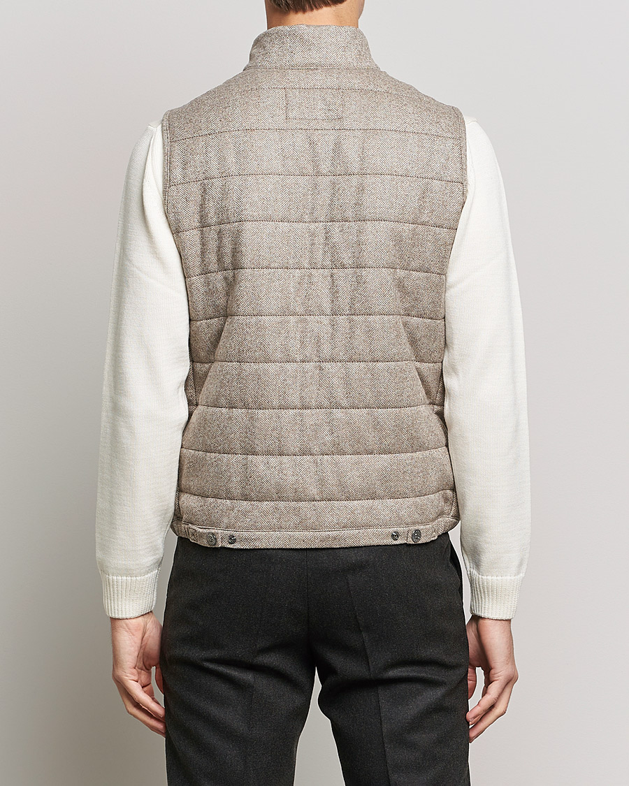 Homme | Manteaux Et Vestes | Oscar Jacobson | Liner EVO Wool Herringbone Waistcoat Beige
