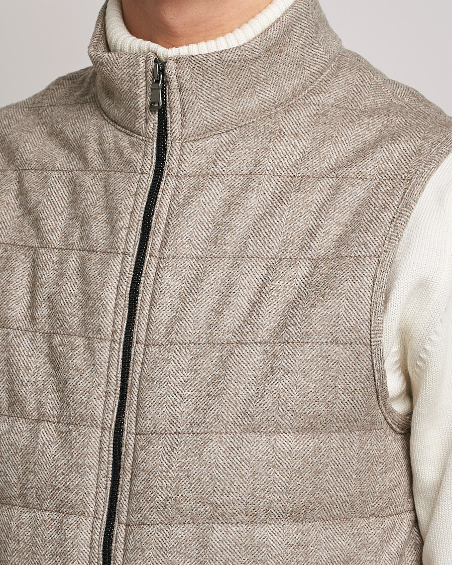 Homme | Manteaux Et Vestes | Oscar Jacobson | Liner EVO Wool Herringbone Waistcoat Beige