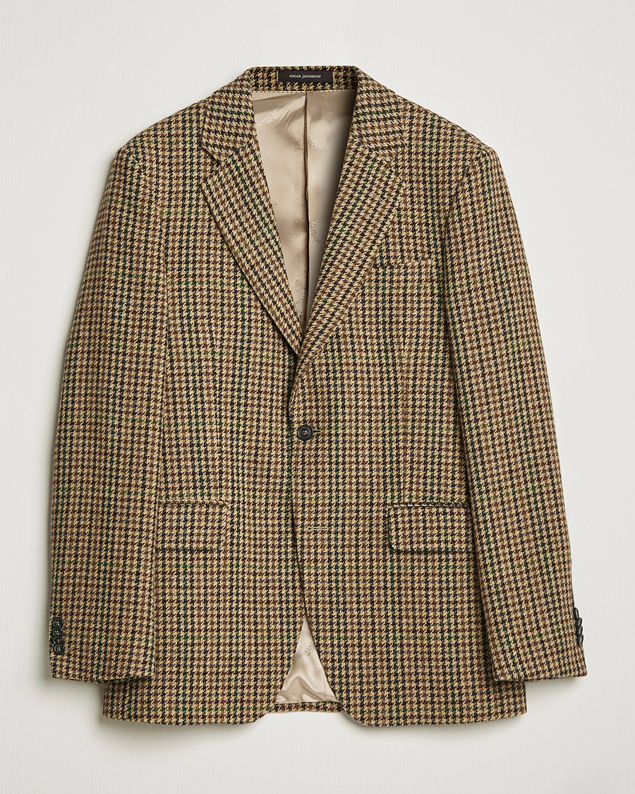 Homme | Blazers | Oscar Jacobson | Freeman Moon Houndstooth Tweed Blazer Beige