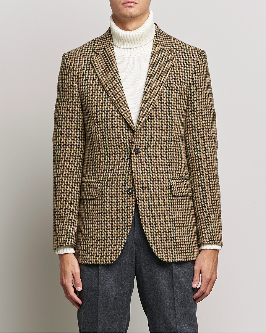 Homme | Blazers | Oscar Jacobson | Freeman Moon Houndstooth Tweed Blazer Beige