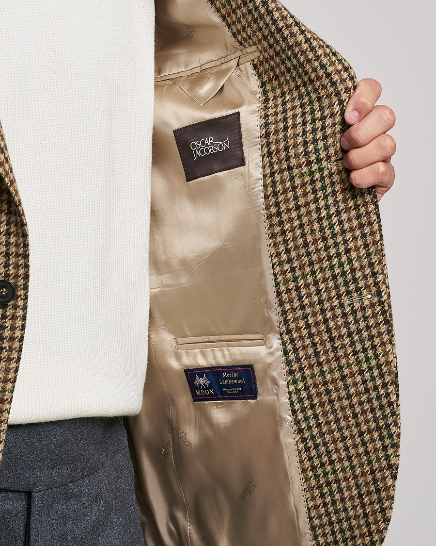 Homme | Blazers | Oscar Jacobson | Freeman Moon Houndstooth Tweed Blazer Beige
