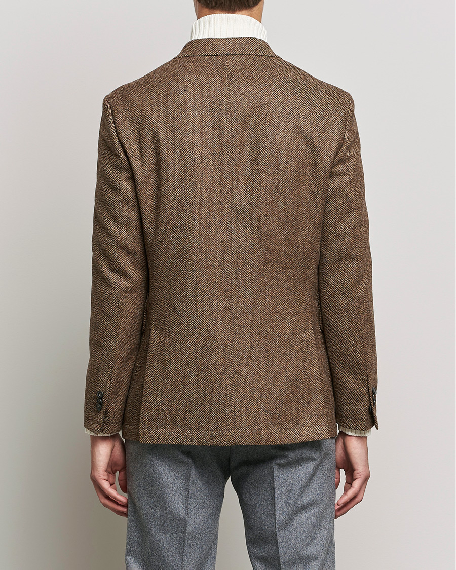 Homme | Blazers | Oscar Jacobson | Fares Moon Herringbone Tweed Blazer Brown