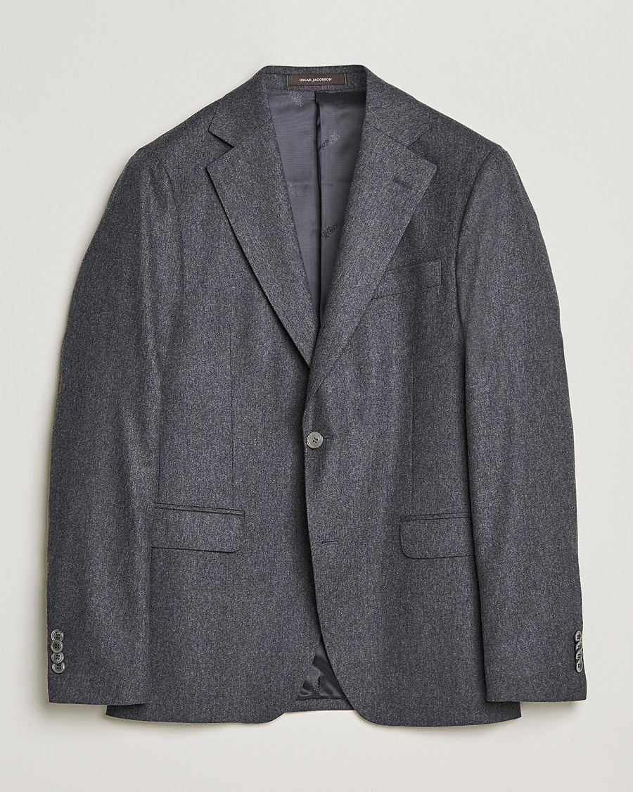 Homme | Blazers | Oscar Jacobson | Ego Wool Flannel Blazer Grey Melange